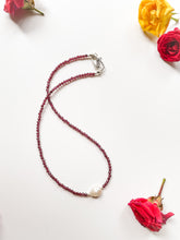 Red Moon Necklace - Garnet and Pearl