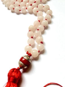 Svetha Japa Mala. White agate 108 beads